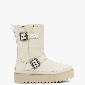 Ugg Classic Rebel Biker Short Women Classic Boots White (6078DFUKO)